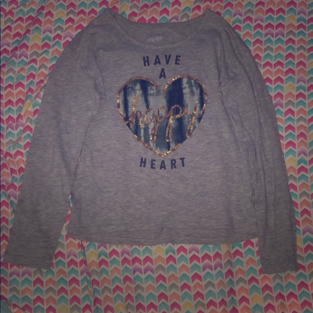 Cute gray, long sleeve, justice shirt.